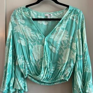 Amuse Society Teal Floral Blouse
